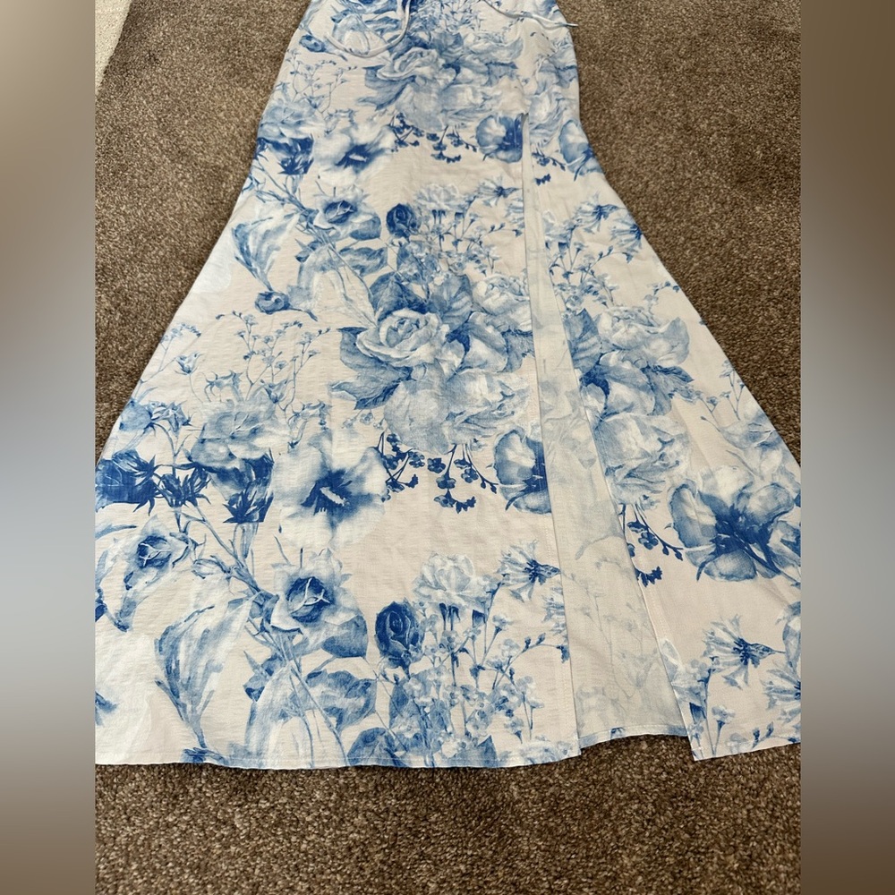 Privy Blue and White Smocked Dress with rose designs - Picture 5 of 15